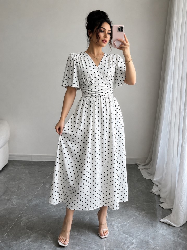 فستانێ پۆلکا دۆتێ ریترۆ - Retro Polka Dress
